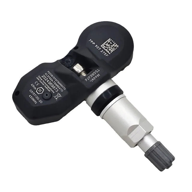 Black car tyre pressure monitor sensor for Audi vehicles, direct replacement TPMS unit