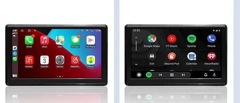Portable 7-inch IPS car GPS navigator with wireless Carplay and Android AUTO projection on dashboard