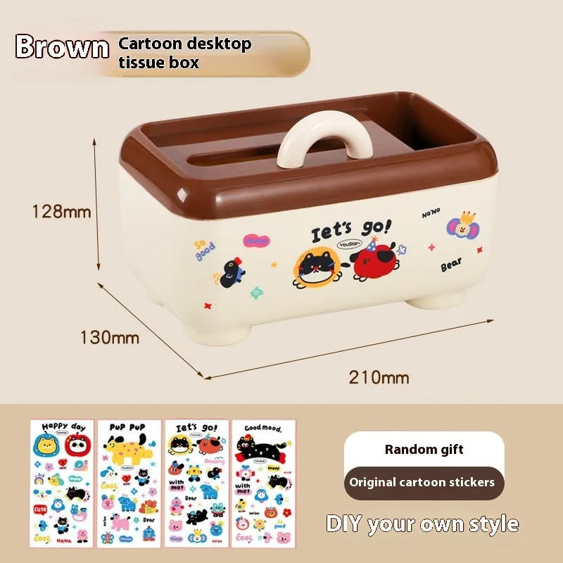 Cartoon design plastic desktop organiser with 2L capacity storage box and grid pattern for stationery organisation