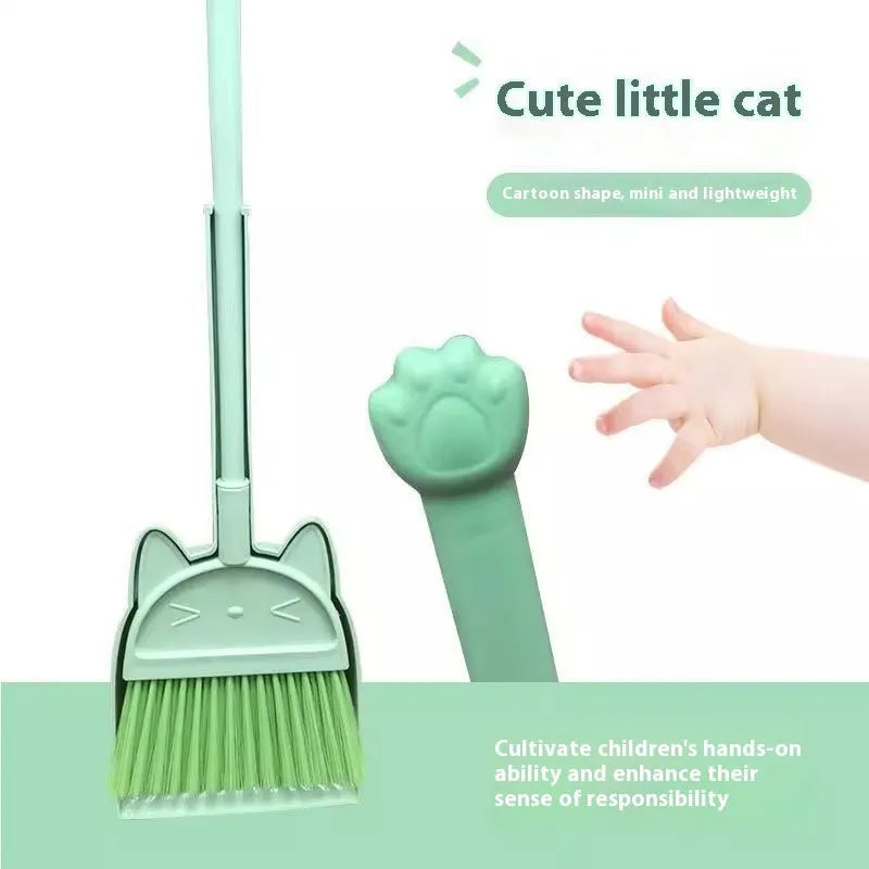 Purple plastic broom and dustpan set with non-stick bristles and rotating brush holder