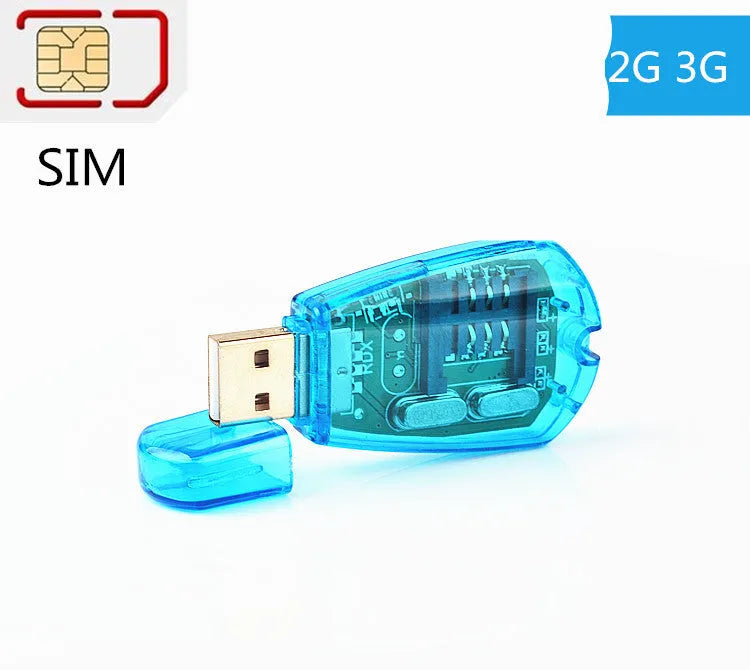 Blue USB mobile phone SIM card reader for contact and message backup