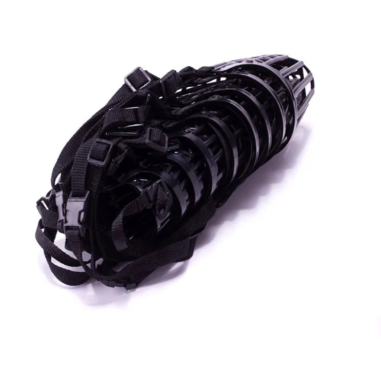 Plastic PE dog muzzle basket in beige with adjustable strap for safety and training