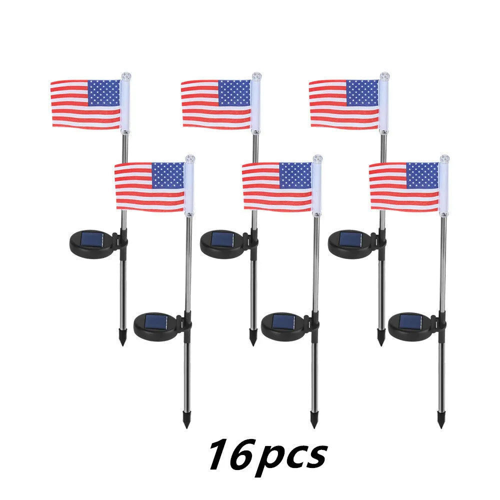 Solar garden flag light with stainless steel pole and British flag design
