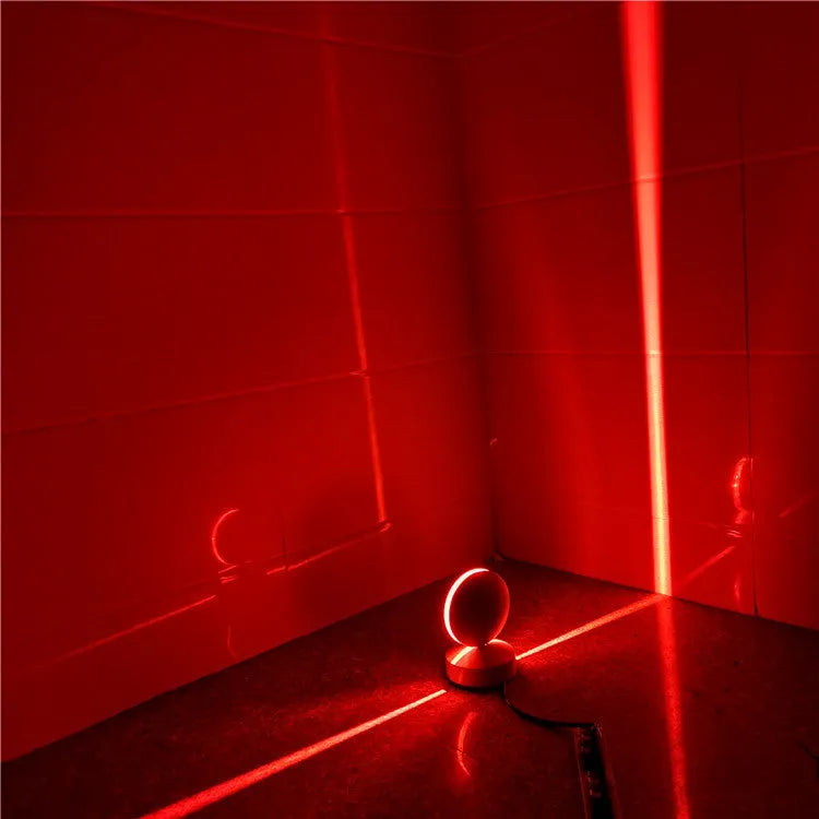 Modern aluminium corridor wall lamp spotlight bar with glass lens and LED in blue, green, red, white, or yellow.