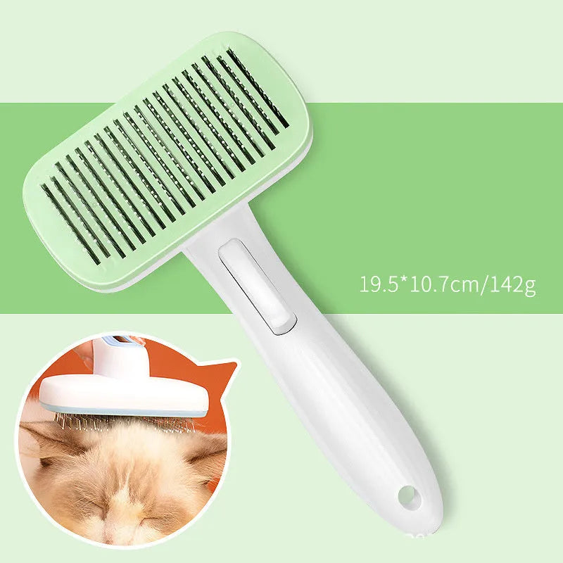 Automatic pet grooming comb with hair removal needles in blue, grey, green or pink