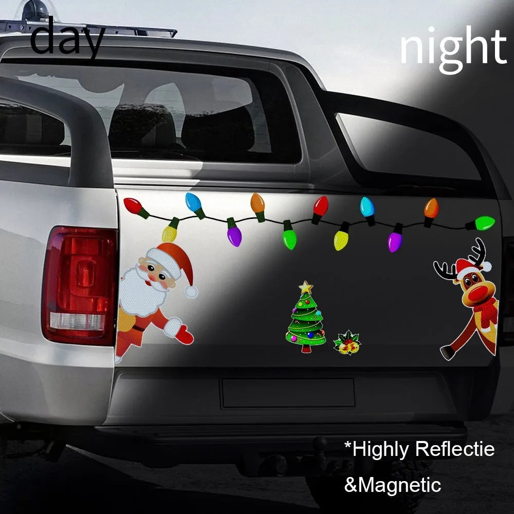 Christmas elk reflective magnetic car decoration sticker in medium size with cartoon design