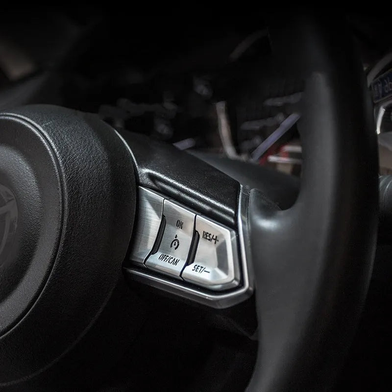 Aluminium alloy steering wheel button decorative stickers in red silver blue colours