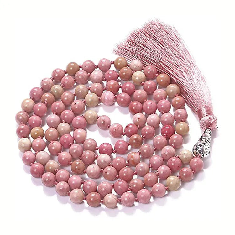 Geometric agate tassel necklace in a choice of ten colours including blue stone and amethyst, shown at full 95-100cm length.