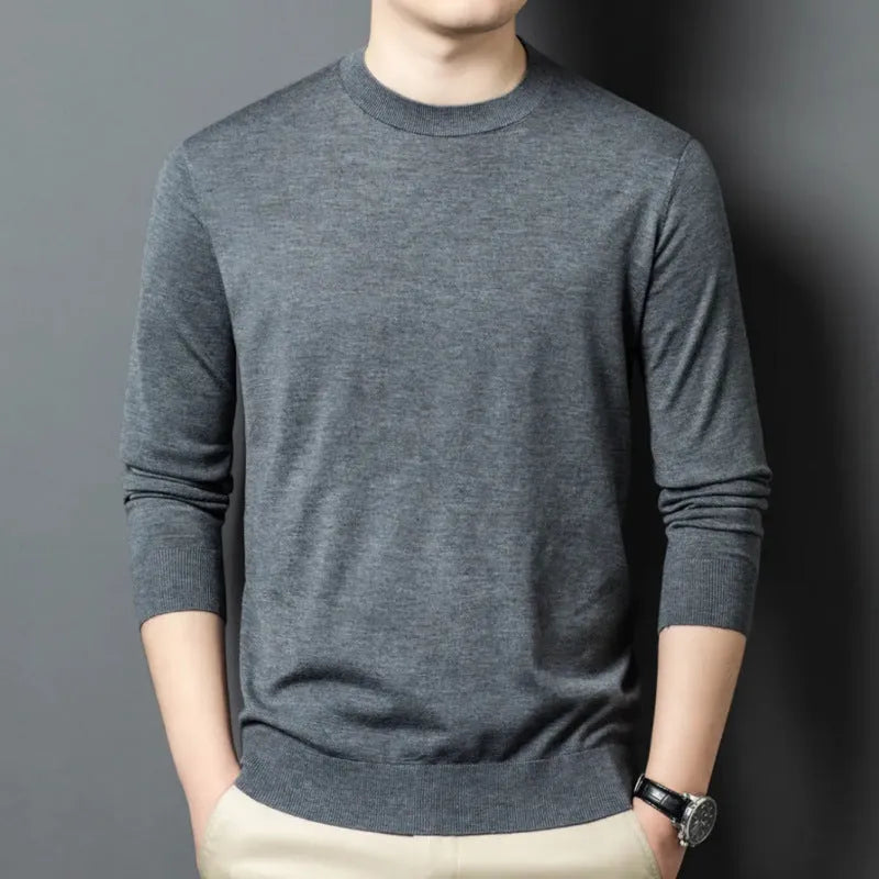 Men's round neck wool blend sweater in multiple colours with long sleeves for winter wear