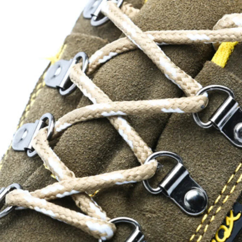 Bronze cowhide leather steel toe safety shoes with anti-skid sole shown in low cut design