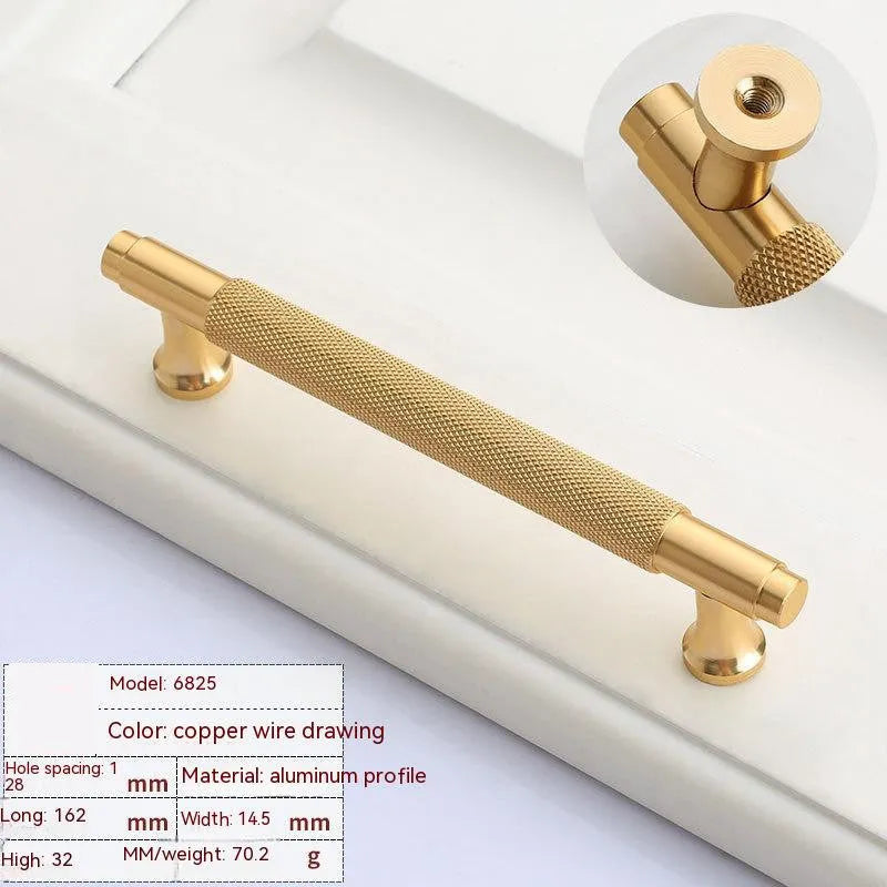 Brushed brass aluminium alloy wardrobe handle with modern European profile