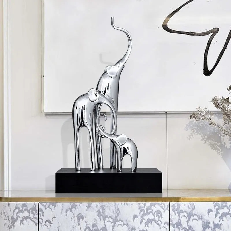 Fortune Bring Elephant decorative resin statue in bright gold electroplated finish with European styling