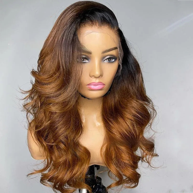 Ruili style gradient human hair lace front wig on a display stand.