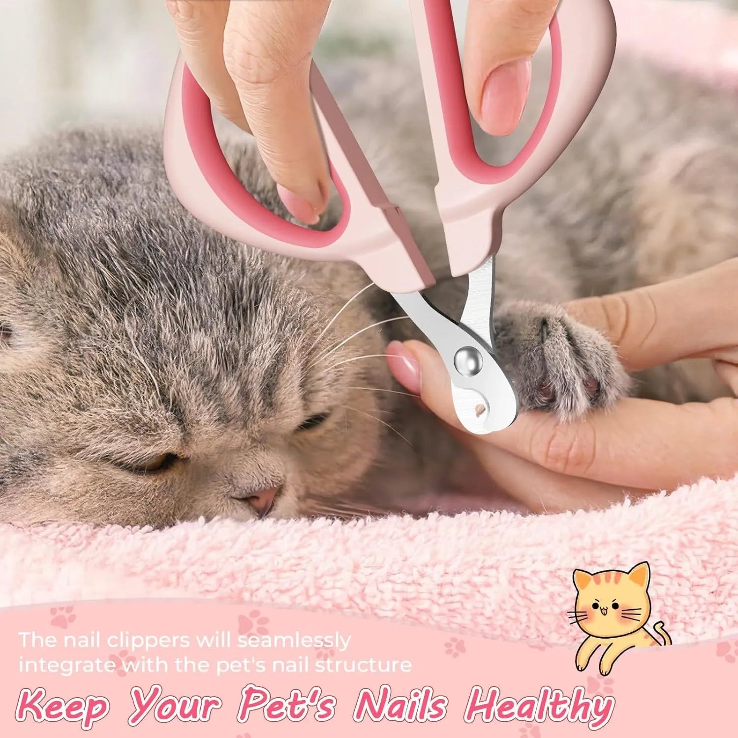 Blue pet nail clipper with positioning hole guide and non-slip handle
