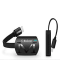 Black smartphone to TV dongle with USB and HDMI connectors for screen mirroring
