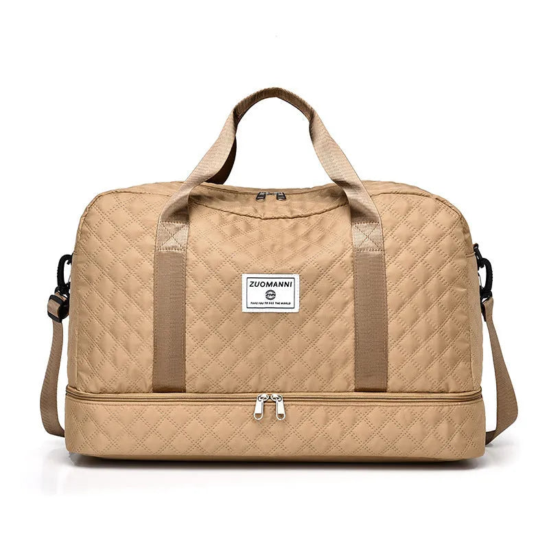 Oxford cloth portable large capacity travel bag in solid colour with 36-55L storage capacity