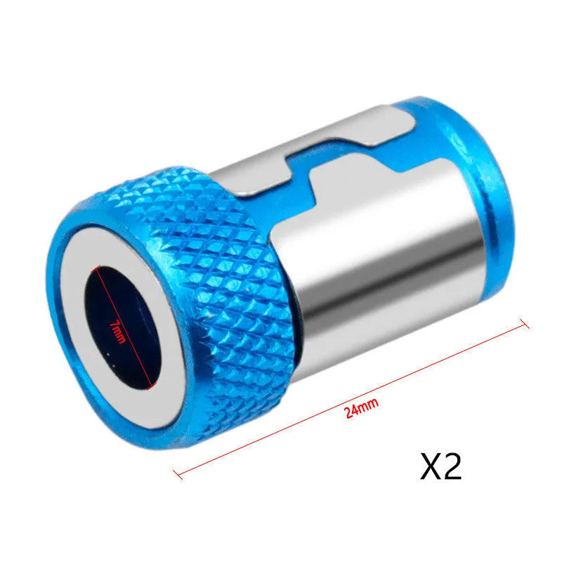 Light blue slotted screwdriver bit with magnetic ring for metric screws