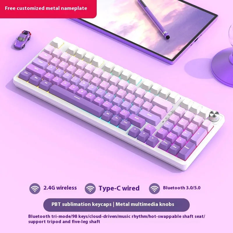 98-key wireless Bluetooth mechanical keyboard with multiple colour theme options