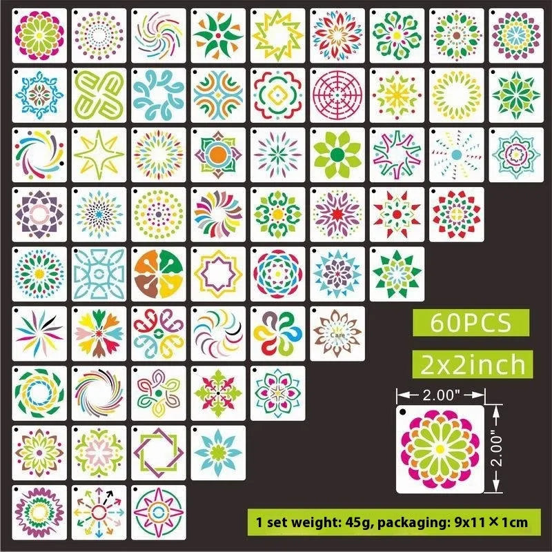 Milky white PET film craft stencils showing hollow cut-out designs of animals, flowers, letters, and ocean themes.