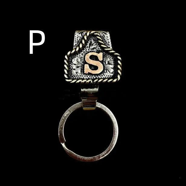 Handmade cow tag belt metal key holder keychain in multiple colour options