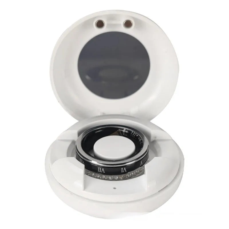 Diamond inlaid smart ring in gold or silver colour with blood oxygen monitoring feature