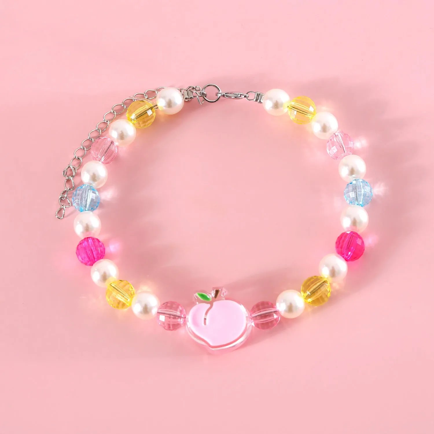 Colourful plastic bead pet necklace for dogs and cats with adjustable sizing options