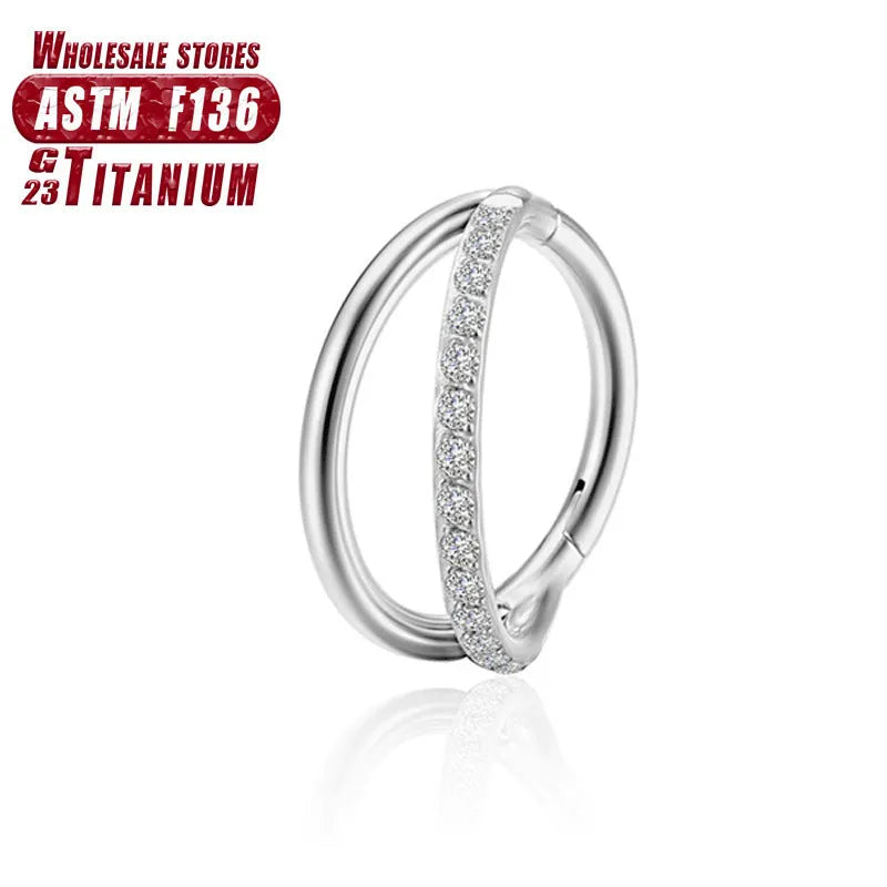 Titanium alloy nose ring body piercing jewellery with diamond treatment in multiple colour finishes