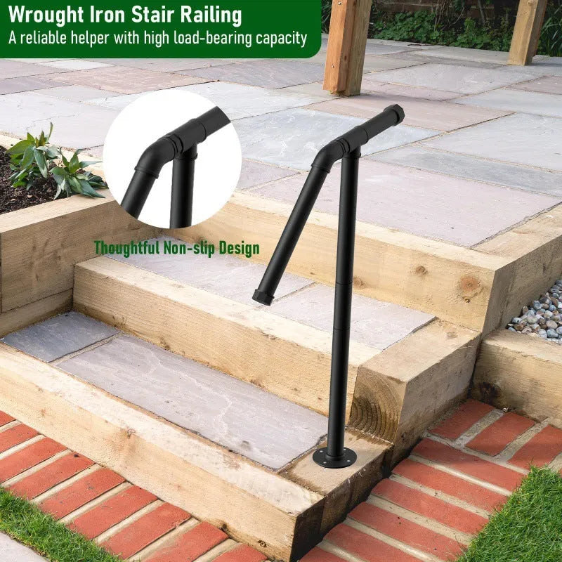 Black metal ladder support with American minimalist design for household and workplace height access
