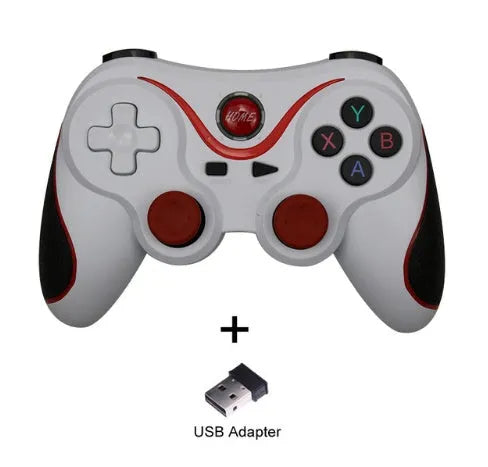 Black X3 Bluetooth wireless game controller with attached phone clip for Android smartphones