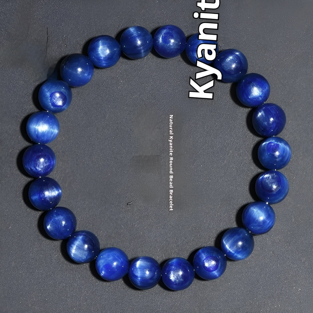 Natural blue crystal ball bracelet with geometric Ruyi design in polished grade 7A crystal