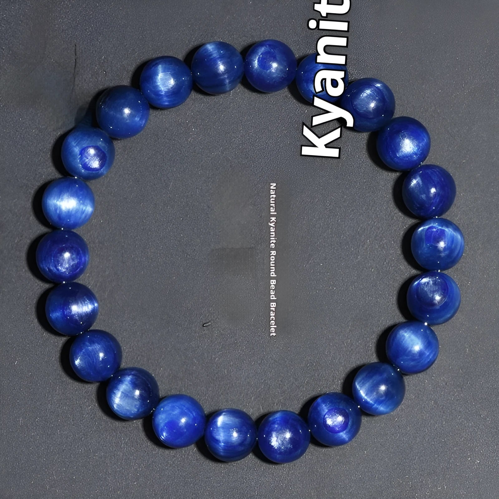 Natural blue crystal ball bracelet with geometric Ruyi design in polished grade 7A crystal