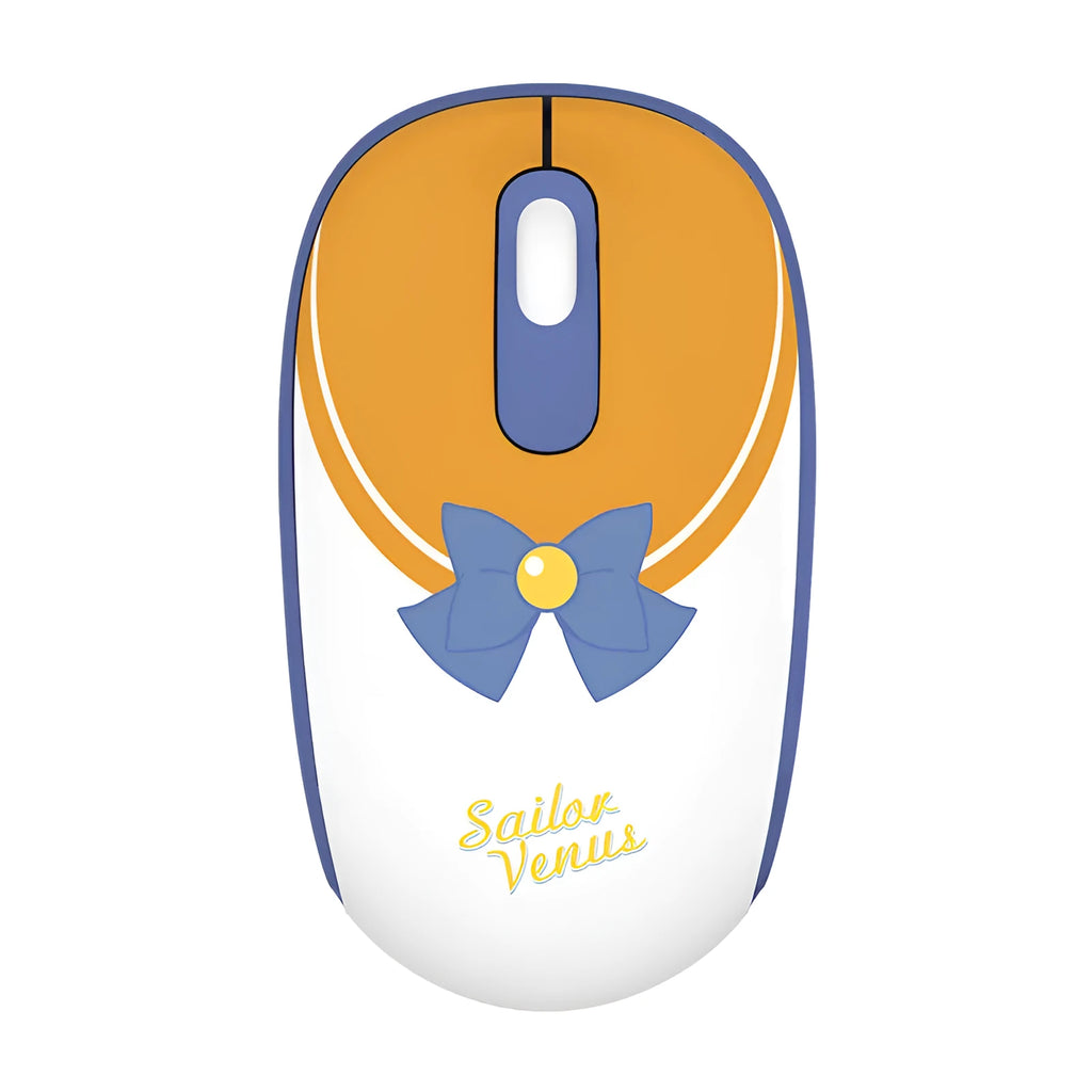 Sailor Moon pink wireless computer mouse with USB receiver showing cartoon character design