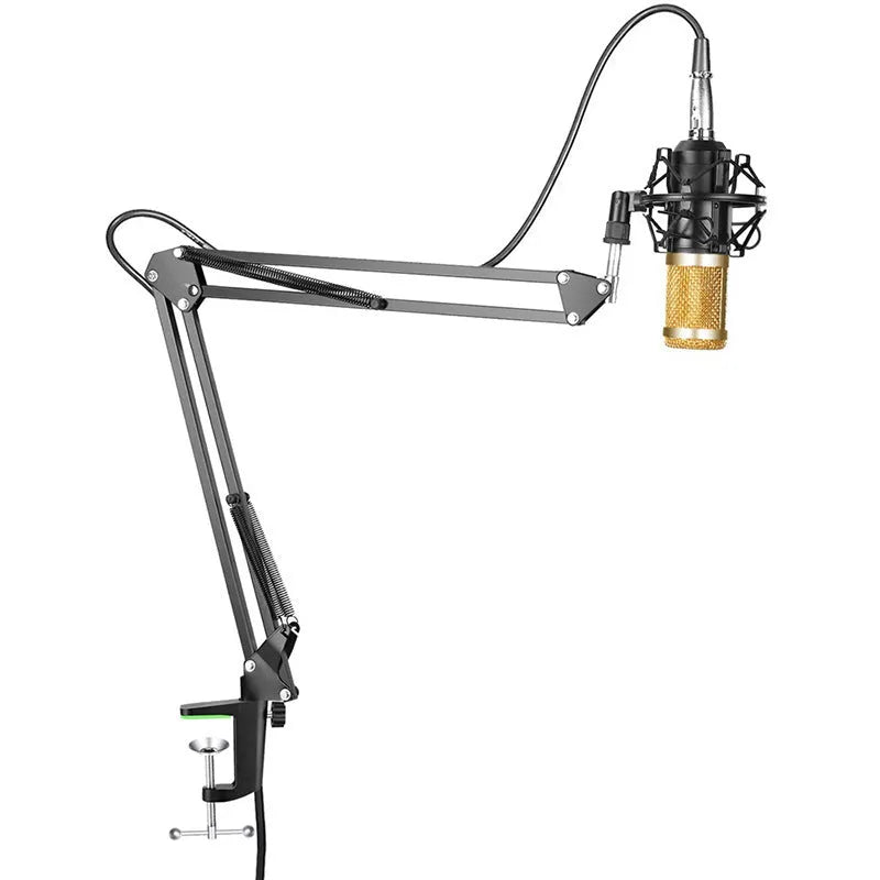 BM-800 condenser microphone stand set with electroplated mesh head in various colour options