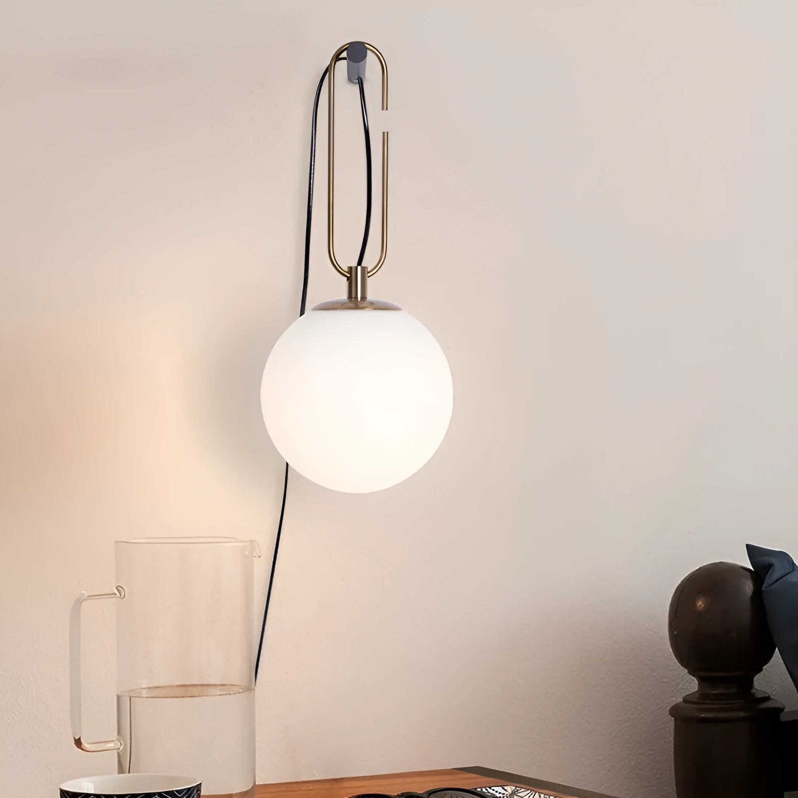 Modern European style glass wall lamp showing clean design with choice of light colours
