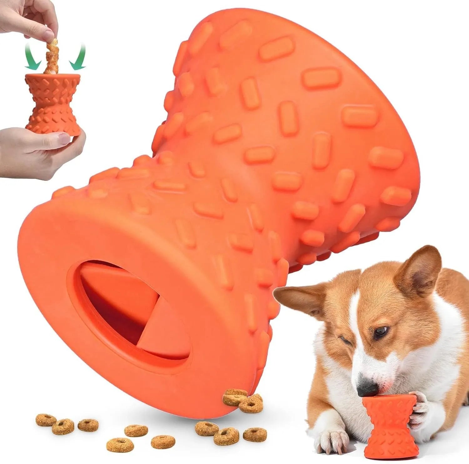 Natural rubber treat dispensing dog toy for aggressive chewers in blue green purple colours