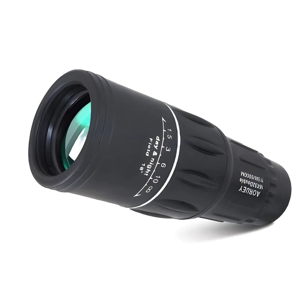 16x52 black monocular with green film HD coating and roof prism system for day and night viewing