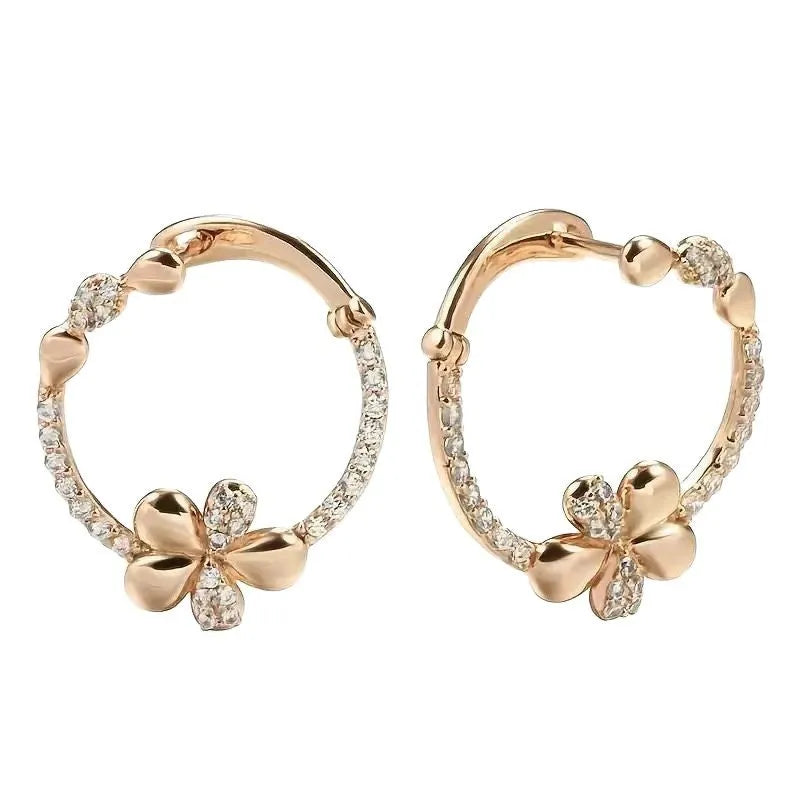 Copper geometric round ring earrings for women with electroplated finish in colour EK13286-FD-01.