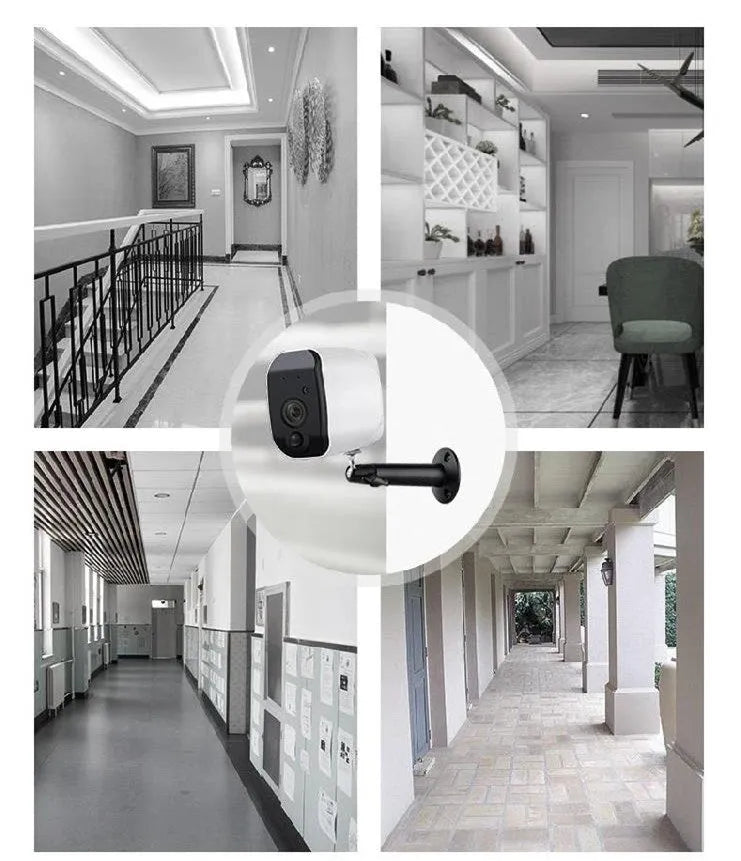Solar powered wireless surveillance camera with PIR motion detection and 1080P lens