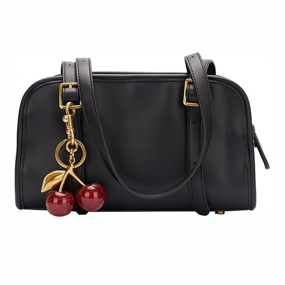 Red zinc alloy cherry-shaped keychain pendant with three-dimensional design
