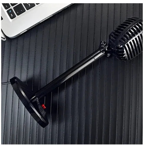Black USB computer microphone with adjustable stand and omnidirectional pickup for podcasting and online calls