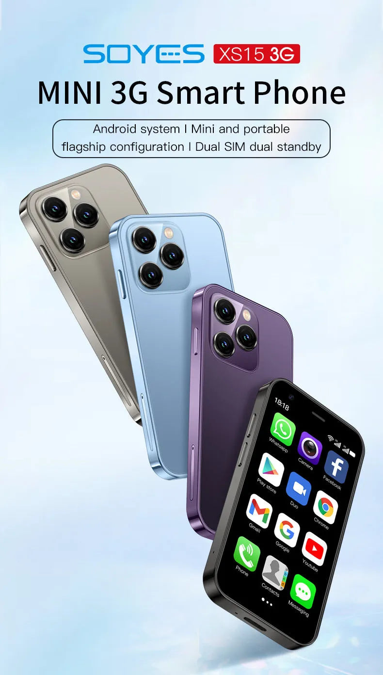 S23PRO XS15 mini smartphone in black, green, or pink purple with 30 screen and straight plate design