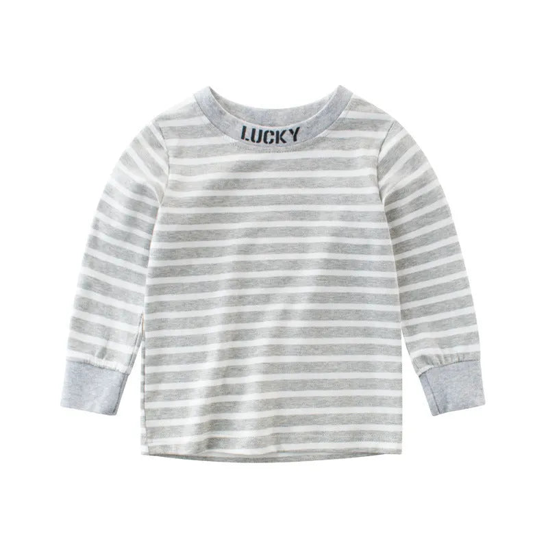 Baby striped long sleeve cotton shirt in blue, size 90cm