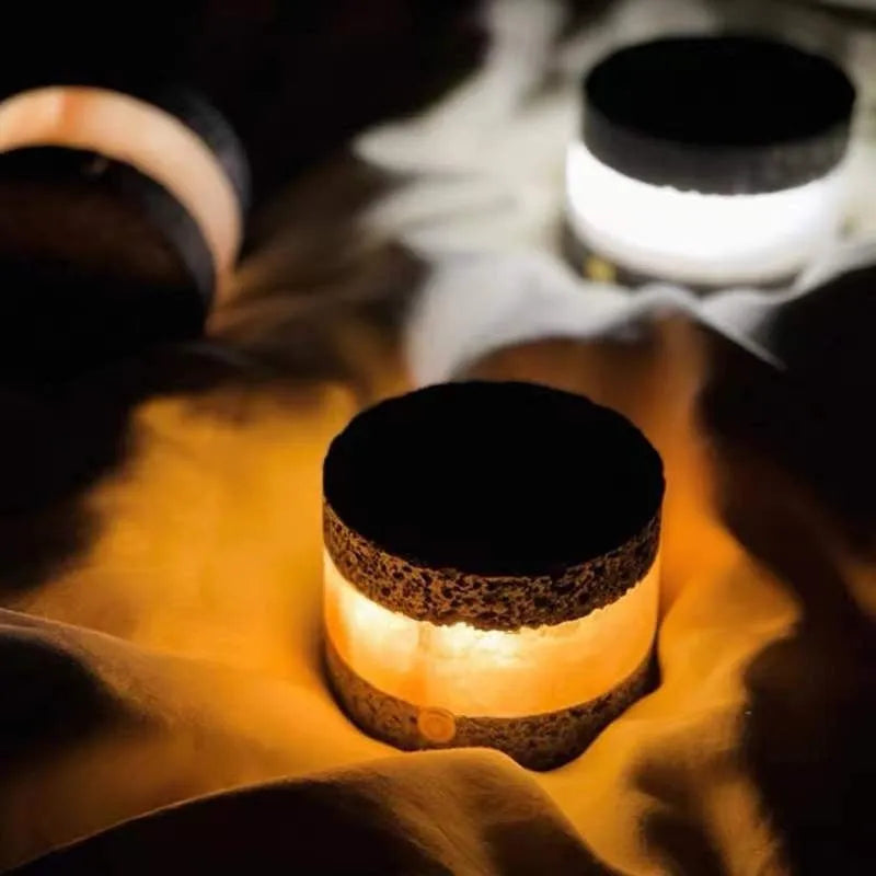 Orange volcanic rock USB charging lamp with essential oil diffusion and LED night light