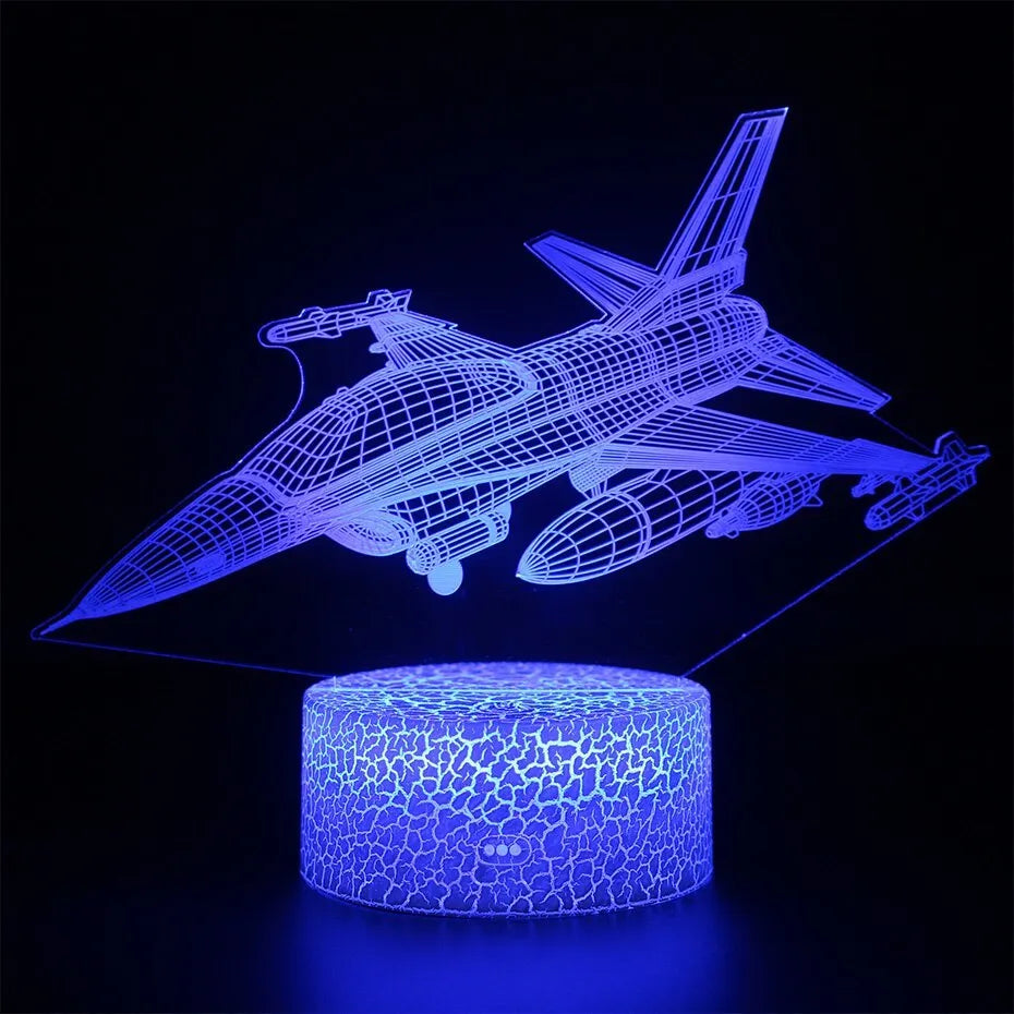 Cartoon aeroplane-shaped LED night light with acrylic shade and touch switch control