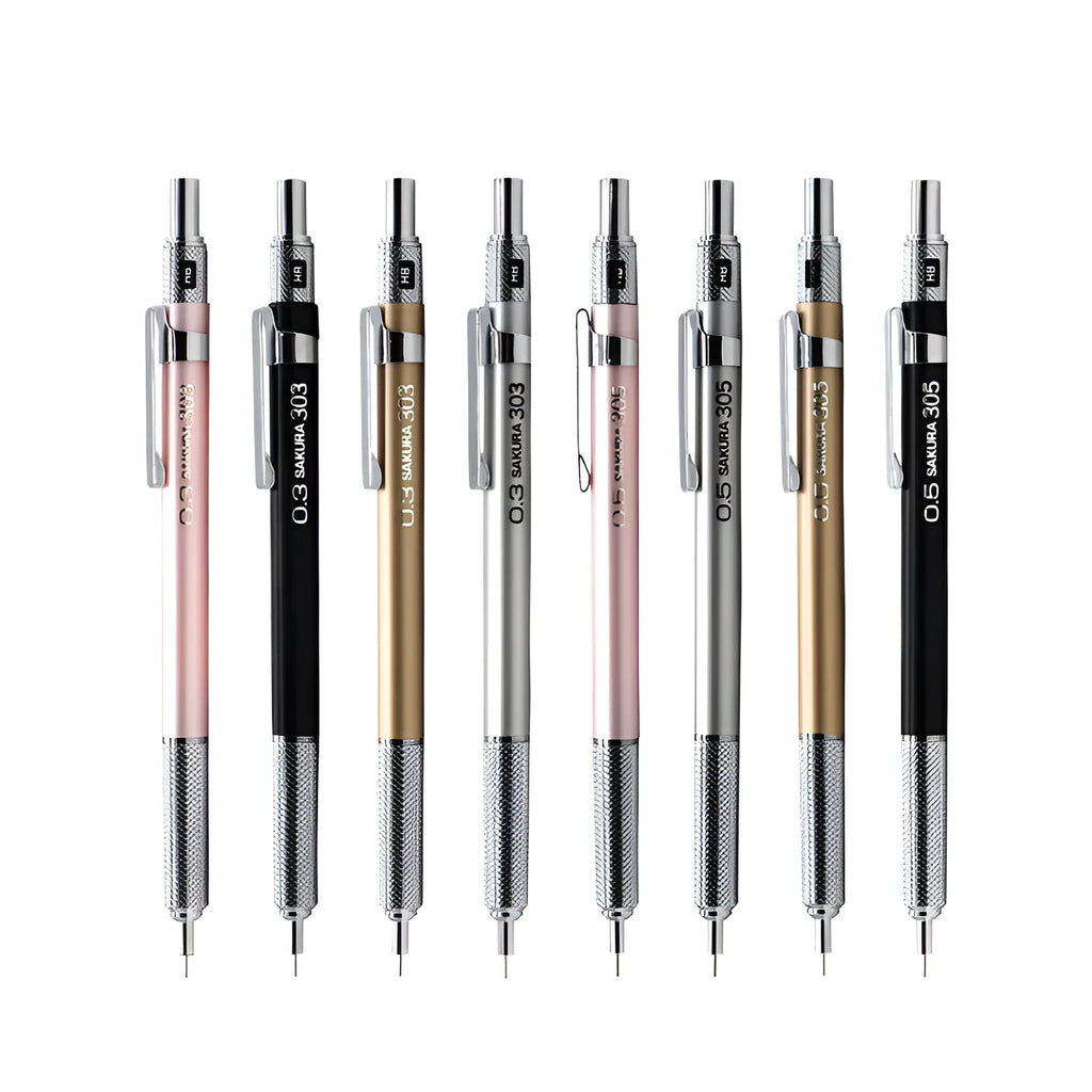 Japanese metal mechanical pencil 0.5mm with gold finish on white background
