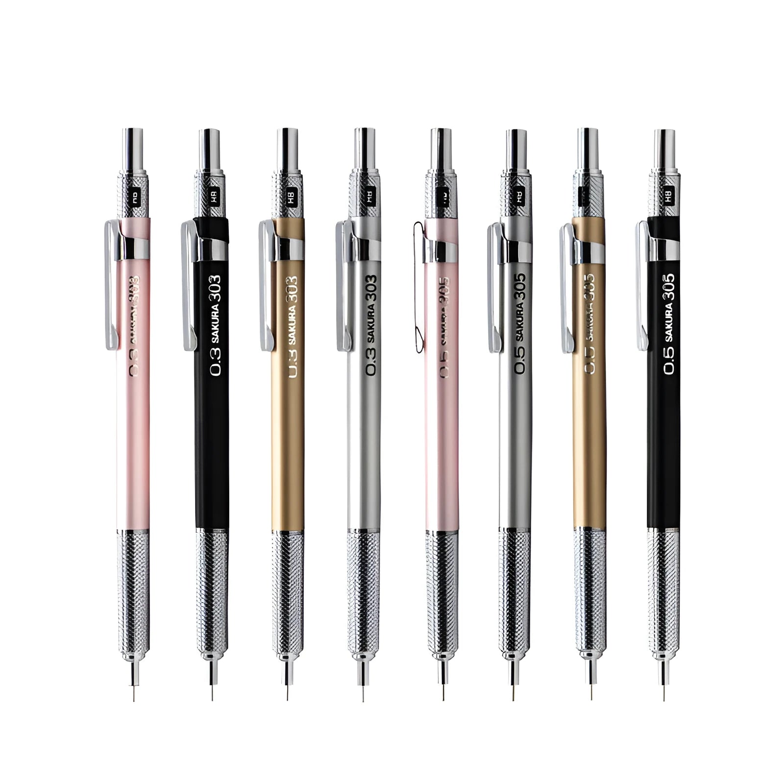 Japanese metal mechanical pencil 0.5mm with gold finish on white background