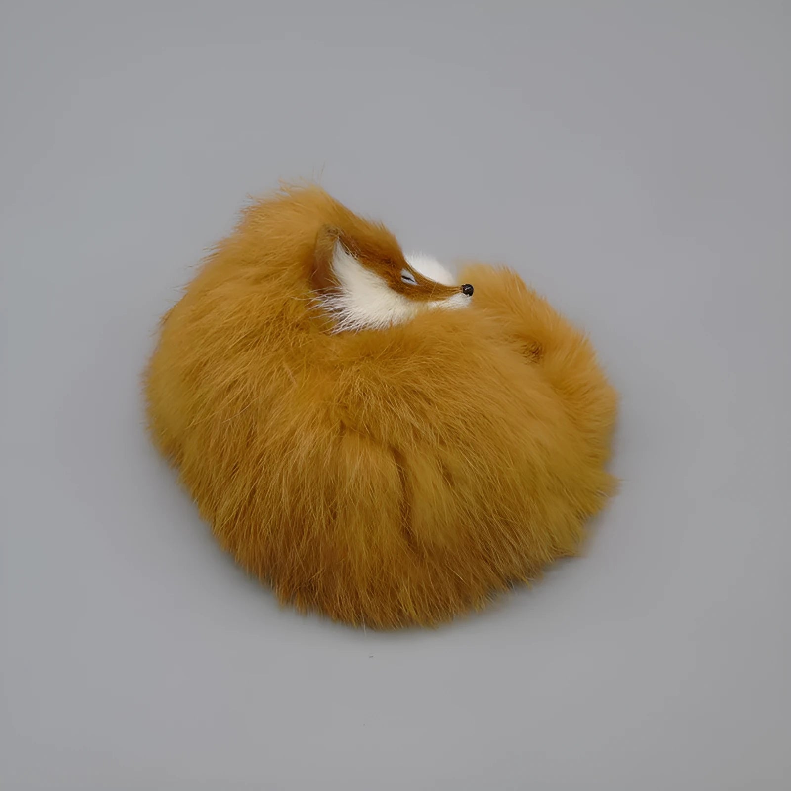 Artificial fox fur handcrafted decoration in white yellow red colours 15cm size