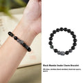 Men's sterling silver bracelet with black obsidian crystal snake charm in retro animal zodiac design
