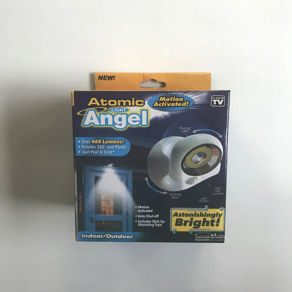 White Atomic Angel induction wall light with ABS plastic housing