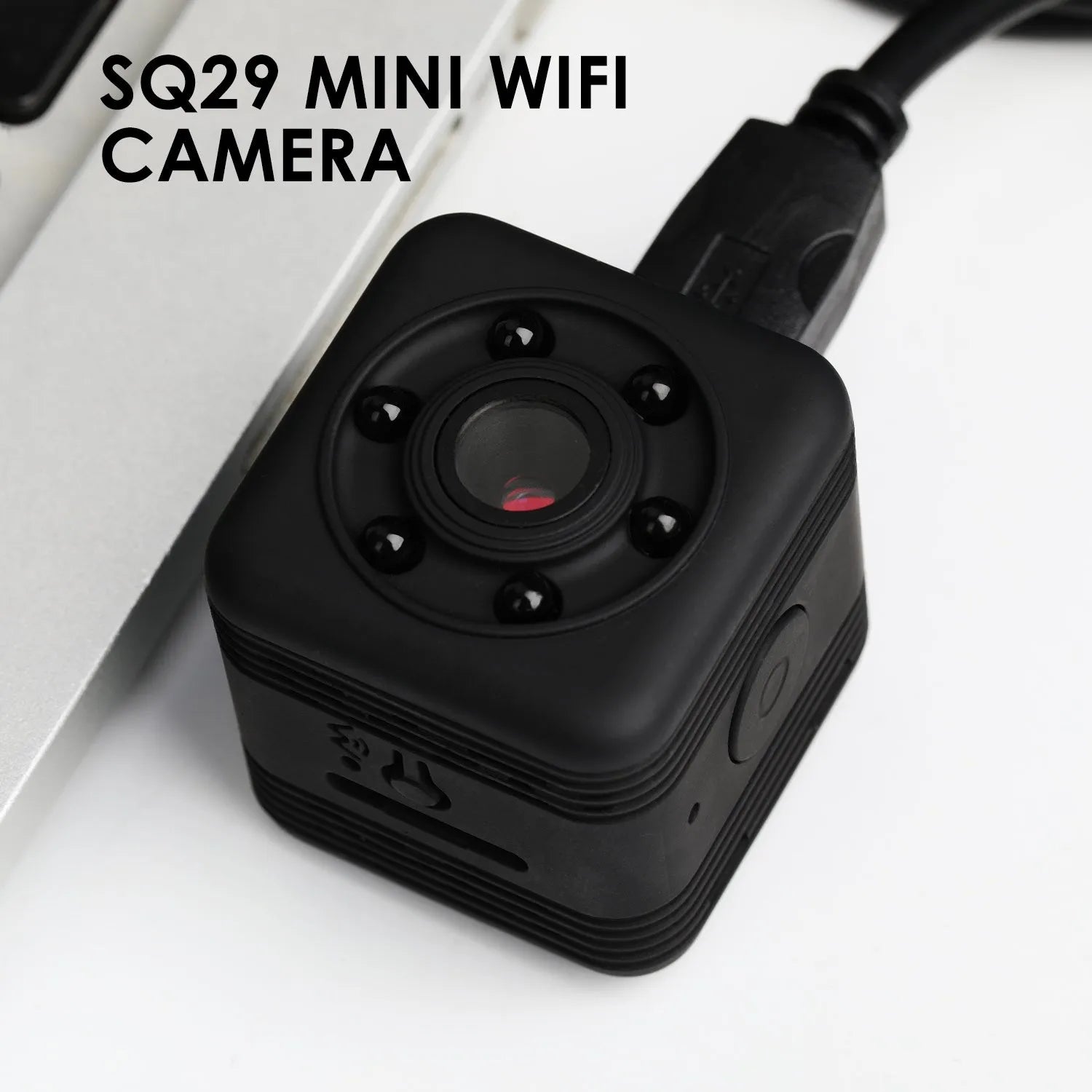 SQ29 black waterproof sports camera with microUSB port and TF card slot for outdoor recording